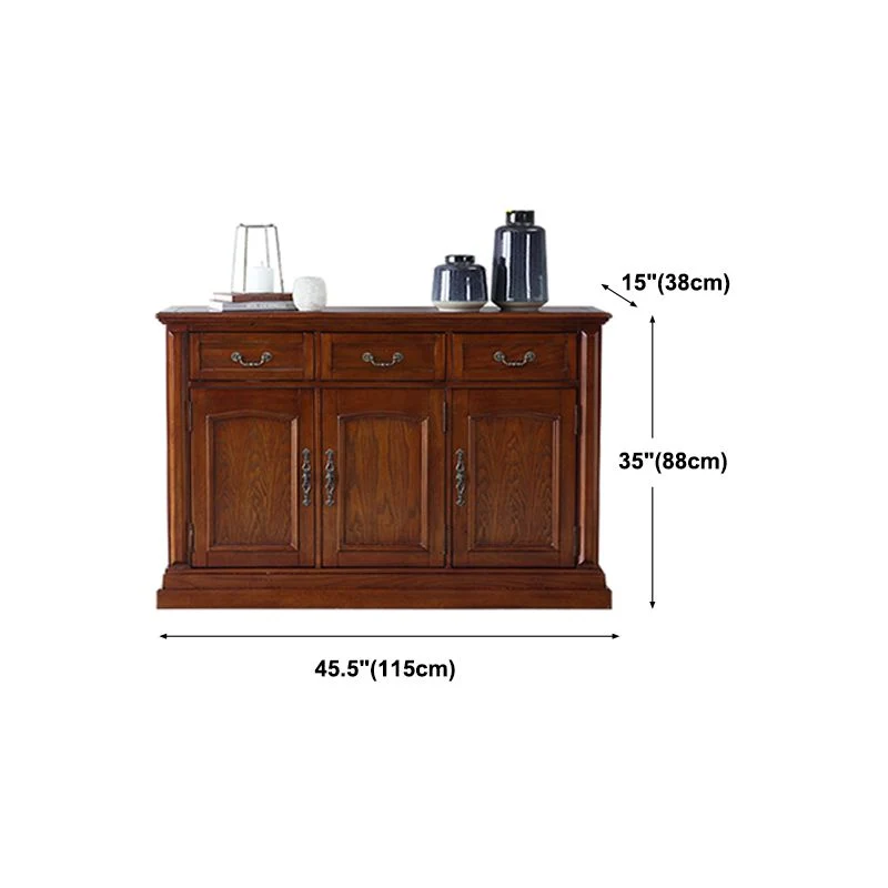Server da pranzo moderno legno di frassino marrone Server da pranzo moderno con ante e cassetti Clearhalo