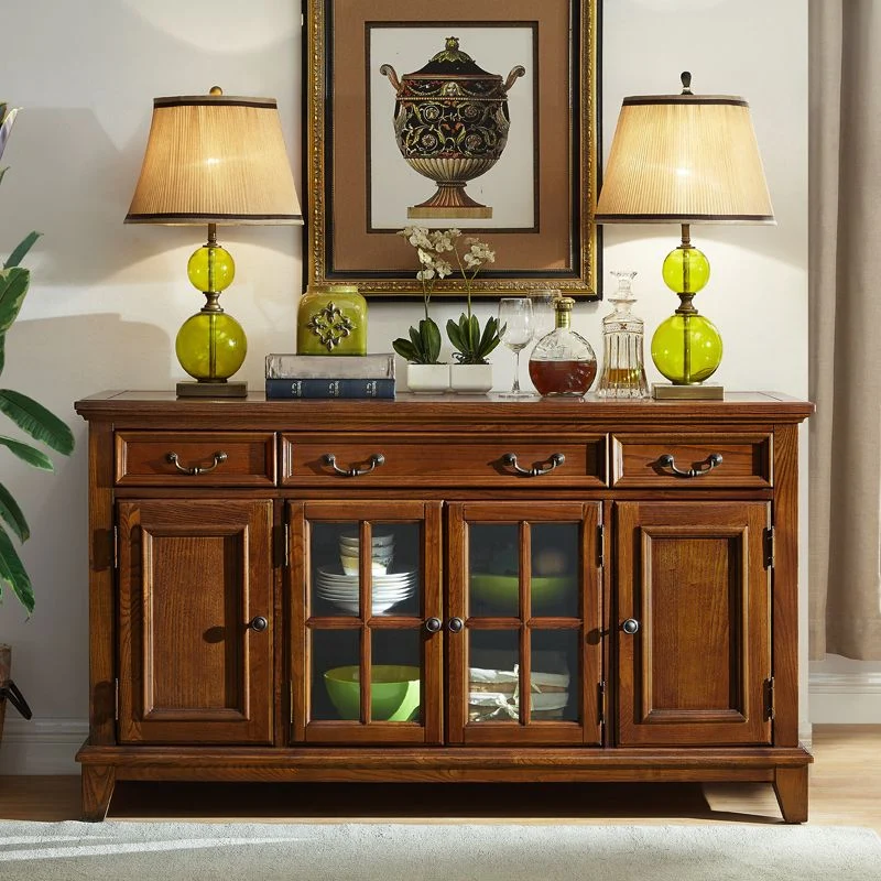 Server da pranzo moderno legno di frassino marrone Server da pranzo moderno con ante e cassetti Clearhalo