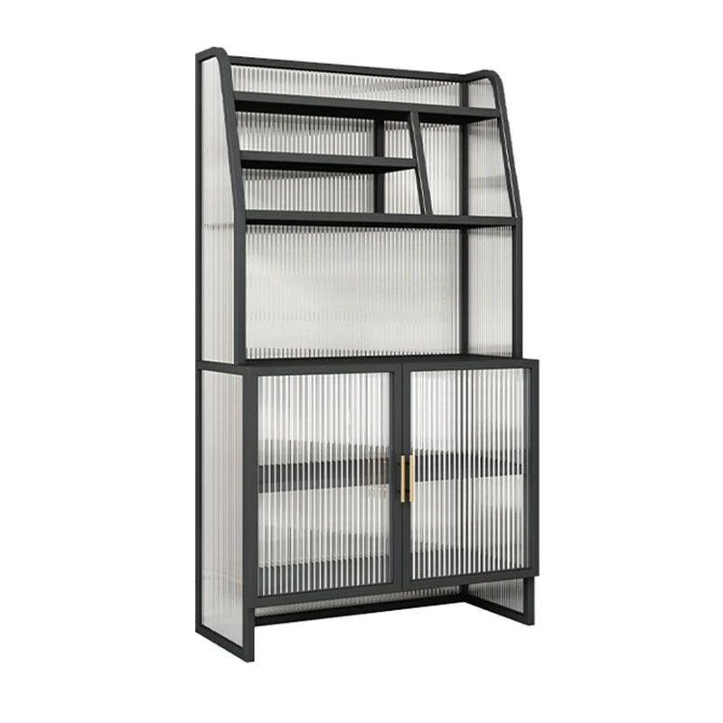 Server da pranzo moderno metallo con ante vetro Server da pranzo con ante per sala da pranzo Clearhalo