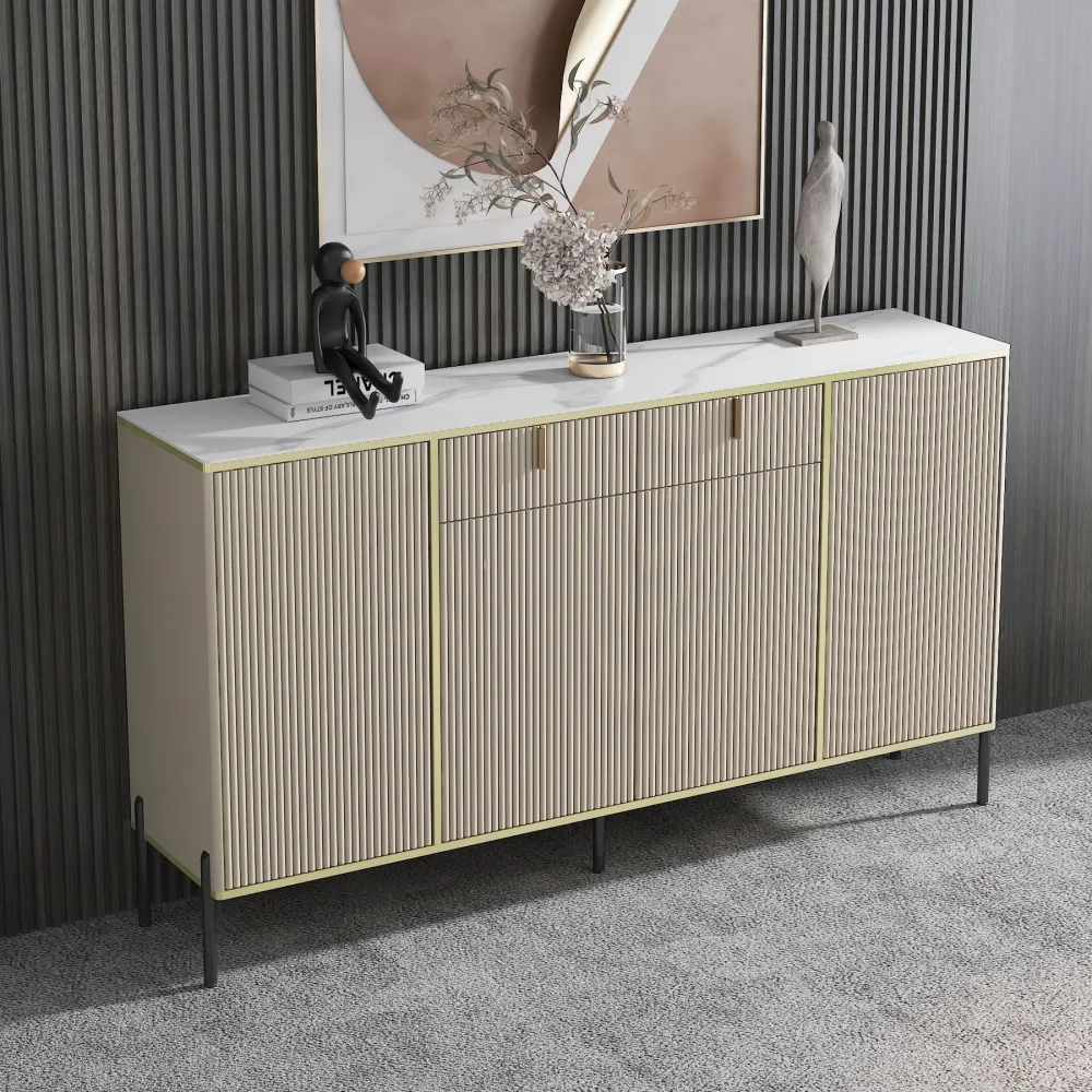 Server da pranzo moderno pietra con scaffalatura regolabile per soggiorno Clearhalo