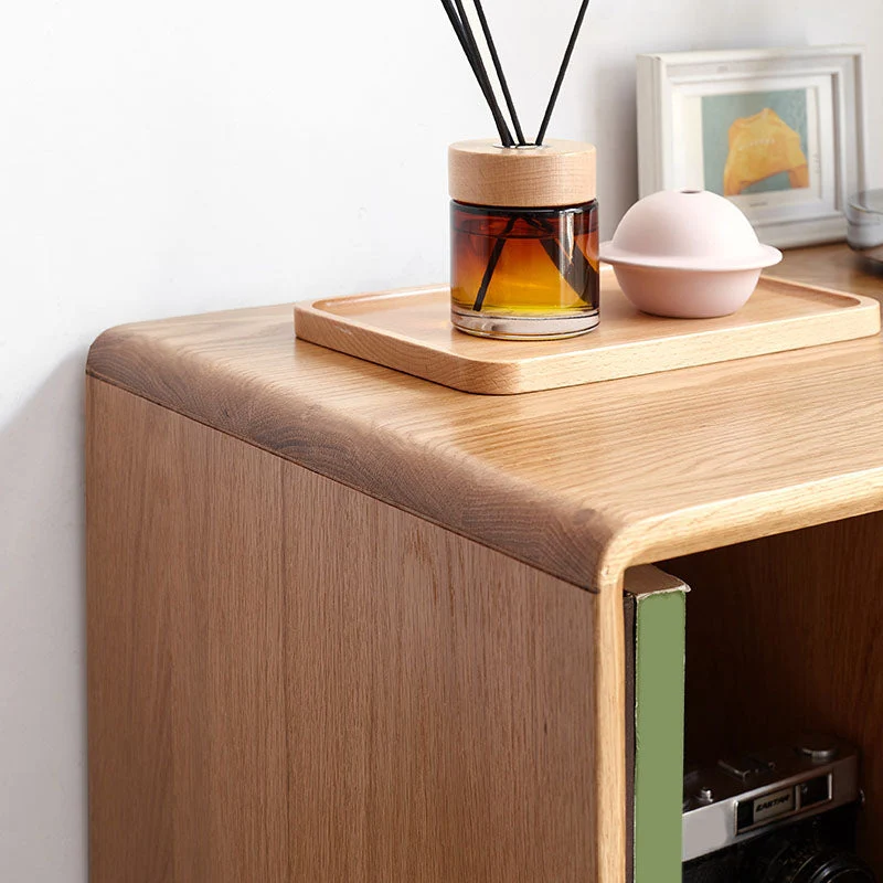 Server da pranzo moderno rovere con porte vetro Server da buffet per soggiorno Clearhalo