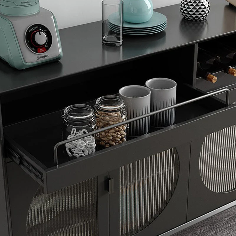 Server da pranzo moderno Server da buffet con porte vetro e legno ingegnerizzato con ante per soggiorno Clearhalo
