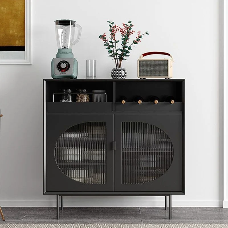 Server da pranzo moderno Server da buffet con porte vetro e legno ingegnerizzato con ante per soggiorno Clearhalo