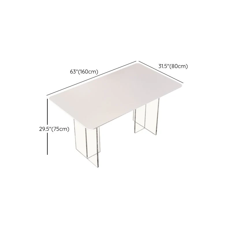 Set base acrilica da pranzo moderna con piano pietra sinterizzata da 1/2/5/7 pezzi per la casa Clearhalo