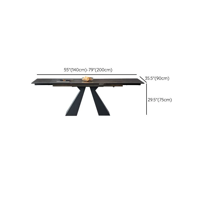 Set contemporaneo per sala da pranzo da 1/4/5 pezzi, mobili rettangolari pietra nero Clearhalo