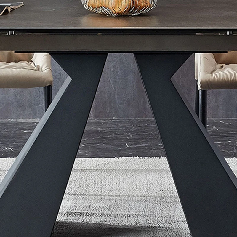 Set contemporaneo per sala da pranzo da 1/4/5 pezzi, mobili rettangolari pietra nero Clearhalo