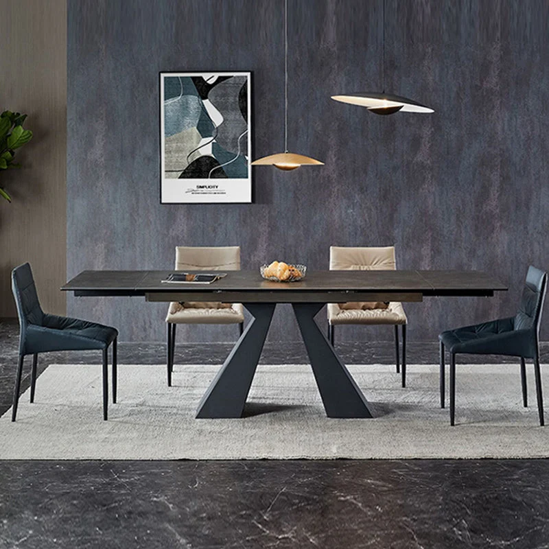 Set contemporaneo per sala da pranzo da 1/4/5 pezzi, mobili rettangolari pietra nero Clearhalo
