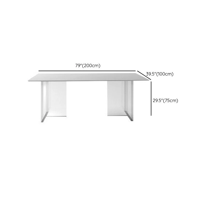 Set contemporaneo per sala da pranzo da 1/4/6/7 pezzi, mobili pietra rettangolari bianco Clearhalo