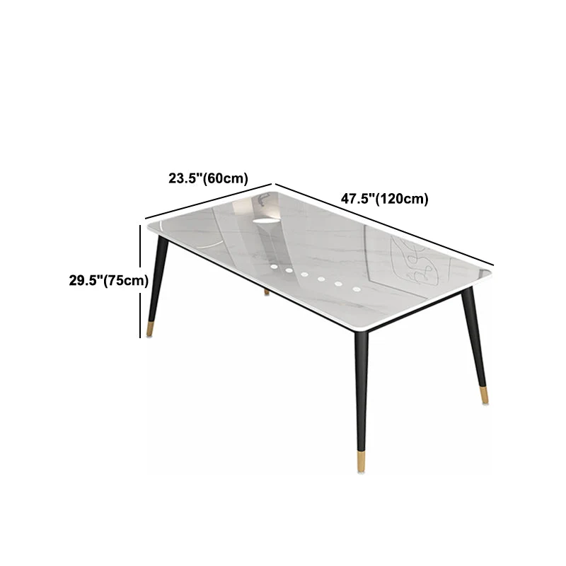 Set dinette acciaio Glam Set tavolo da pranzo con piano pietra sinterizzata bianca rettangolare da 1/4/5/7 pezzi Clearhalo
