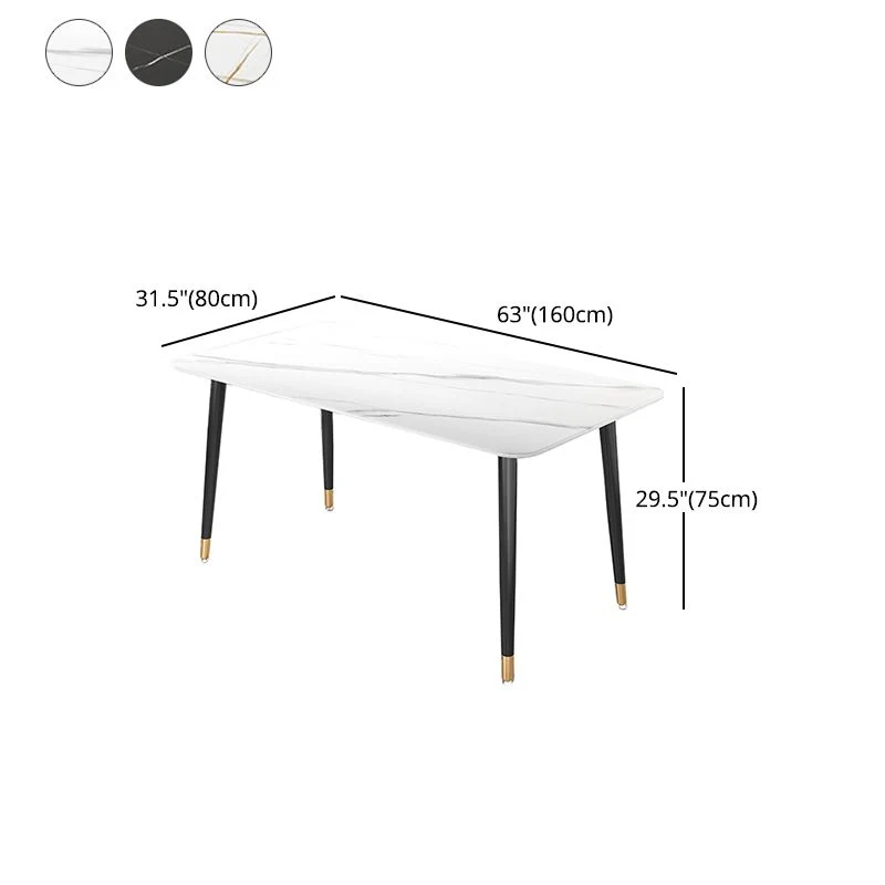 Set dinette ferro nero glamour Set tavolo da pranzo con piano pietra sinterizzata rettangolare da 1/2/5/7 pezzi Clearhalo