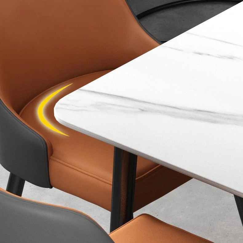 Set dinette ferro nero glamour Set tavolo da pranzo con piano pietra sinterizzata rettangolare da 1/2/5/7 pezzi Clearhalo