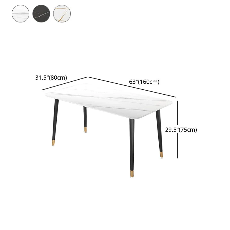 Set dinette ferro nero glamour Set tavolo da pranzo con piano pietra sinterizzata rettangolare da 1/2/5/7 pezzi Clearhalo