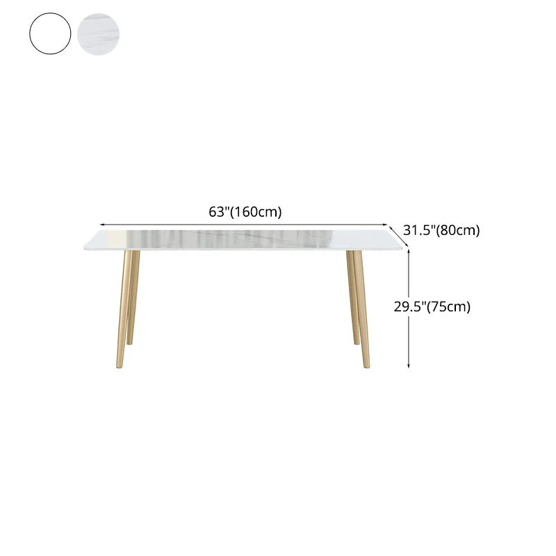 Set dinette Glam Iron Set tavolo da pranzo rettangolare da 1/2/3/5/7 pezzi con piano pietra sinterizzata Clearhalo