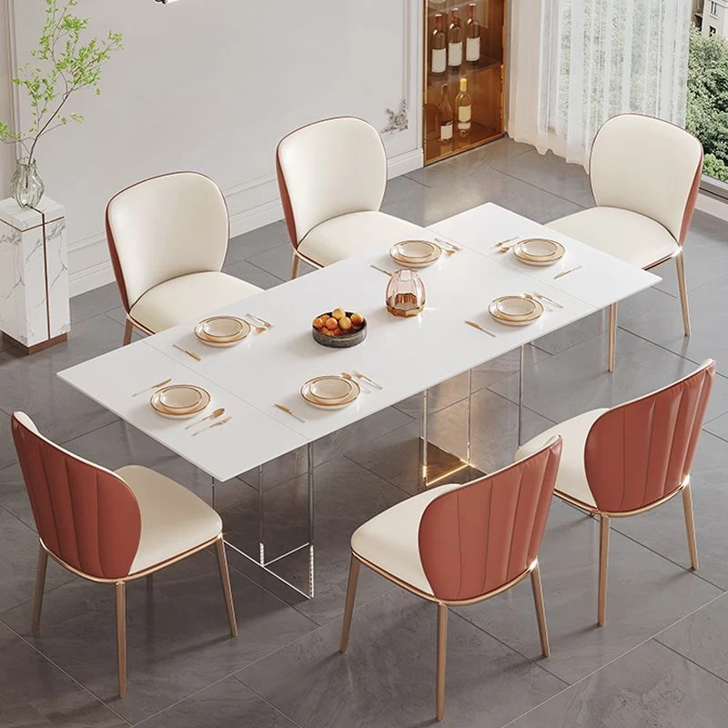 Set dinette moderno fisso Set dinette pietra da 1/5/7 pezzi con sedie Clearhalo