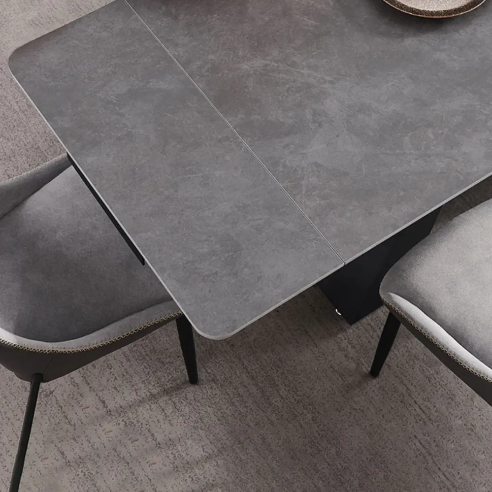 Set dinette moderno scalabile Set tavolo da pranzo con piano pietra sinterizzata grigia da 1/4/5/7 pezzi Clearhalo