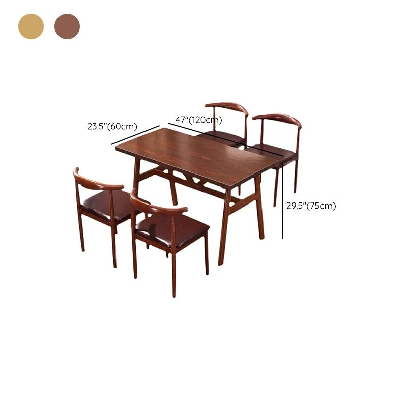 Set dinette da 3/5 pezzi legno prodotto con tavolo da pranzo e sedie con finitura opaca Clearhalo