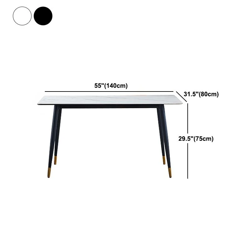 Set dinette rettangolare Glam Set tavolo da pranzo da 1/2/5/7 pezzi con piano pietra sinterizzata Clearhalo