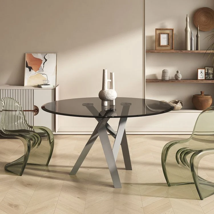 Set di mobili per sala da pranzo vetro temperato di forma rotonda da 1/2/3 pezzi Clearhalo