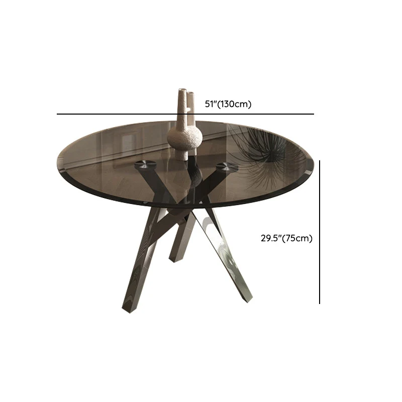 Set di mobili per sala da pranzo vetro temperato di forma rotonda da 1/2/3 pezzi Clearhalo