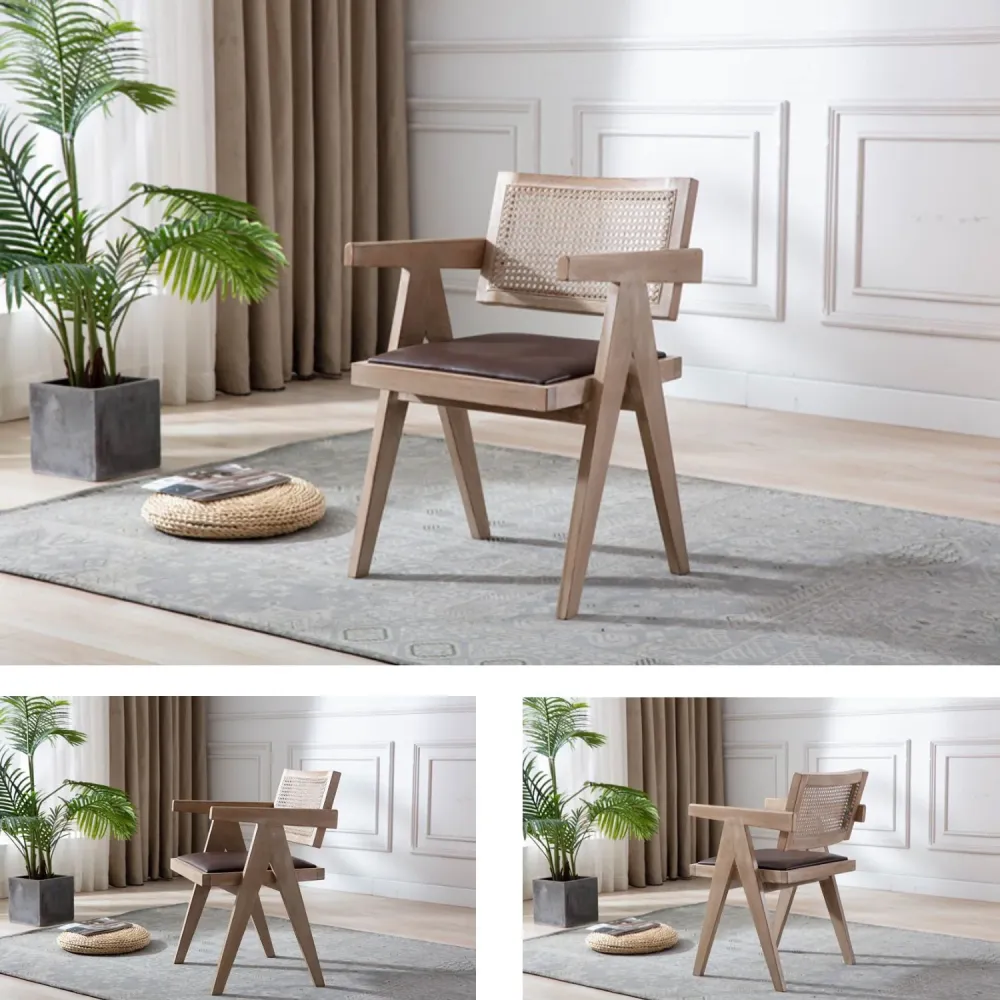 Set di poltrone da cucina per sala da pranzo, stile rustico, legno di frassino, con schienale aperto Clearhalo