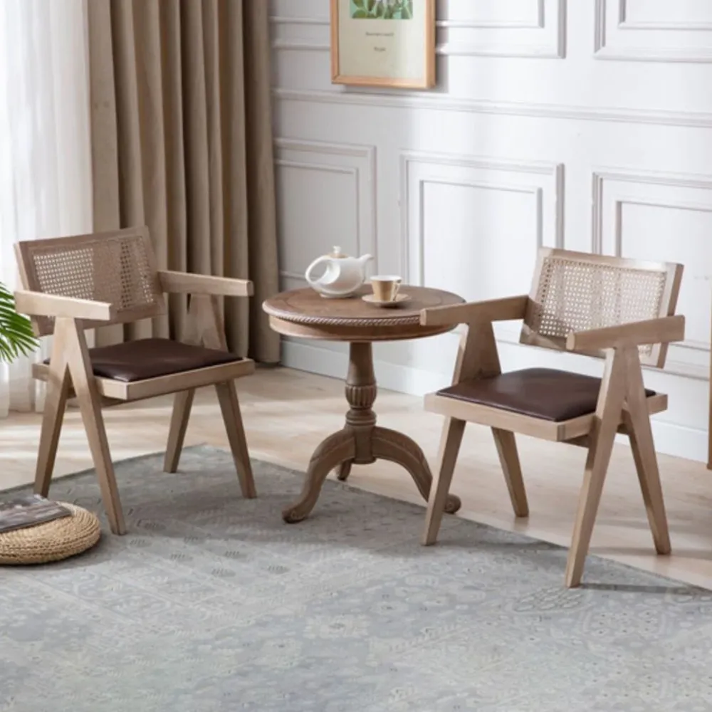 Set di poltrone da cucina per sala da pranzo, stile rustico, legno di frassino, con schienale aperto Clearhalo