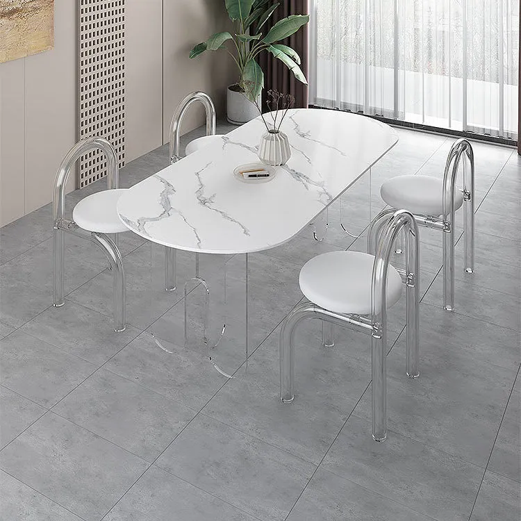 Set da pranzo acrilico stile designer Set da pranzo rettangolare da 1/2/5 pezzi Clearhalo