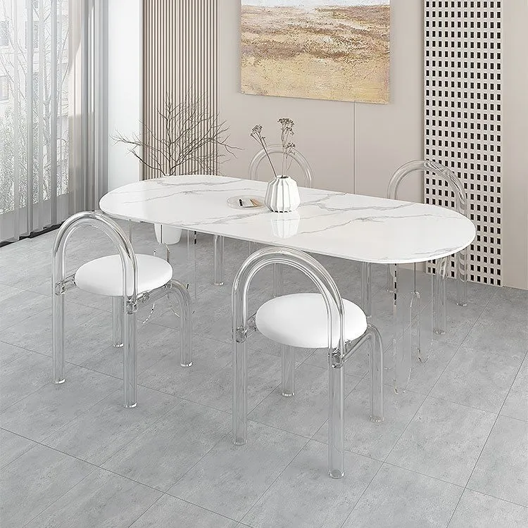 Set da pranzo acrilico stile designer Set da pranzo rettangolare da 1/2/5 pezzi Clearhalo