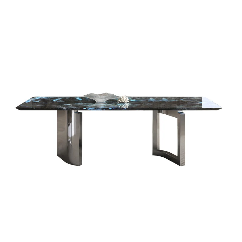 Set da pranzo con base metallo rettangolare con piano pietra da 1/4/7 pezzi per la casa Clearhalo
