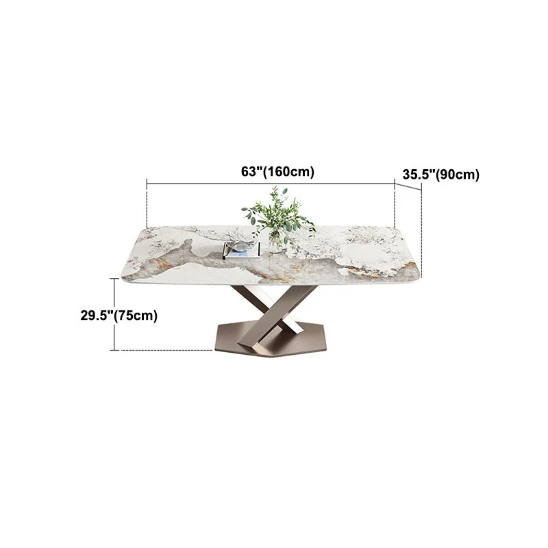 Set da pranzo con piano pietra sinterizzata nordica Set tavolo da pranzo rettangolare 1/4/5/7 pezzi Clearhalo