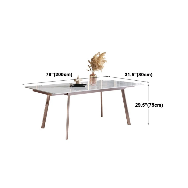 Set da pranzo con piano pietra sinterizzata nordica Set tavolo allungabile rettangolare 1/4/5/7 pezzi Clearhalo