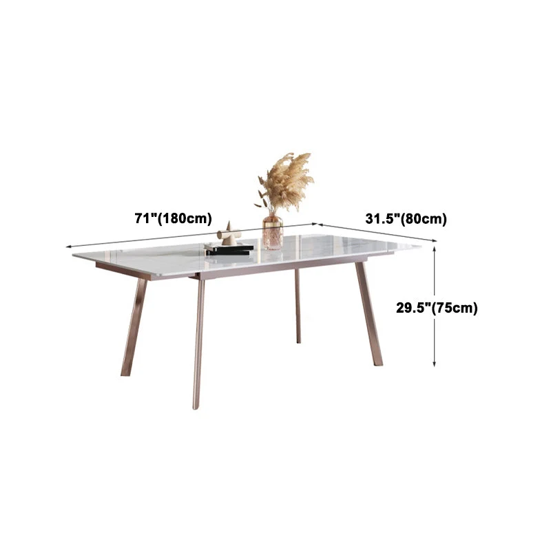 Set da pranzo con piano pietra sinterizzata nordica Set tavolo allungabile rettangolare 1/4/5/7 pezzi Clearhalo