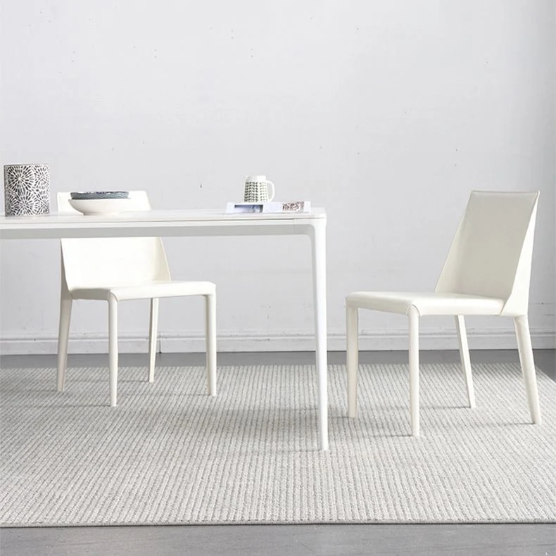 Set da pranzo con piano pietra sinterizzata stile designer Set tavolo da pranzo rettangolare 1/4/5/6/7 pezzi Clearhalo