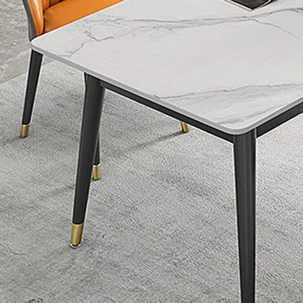 Set da pranzo con piano pietra sinterizzata stile moderno Set da pranzo rettangolare da 1/2/5/7 pezzi Clearhalo