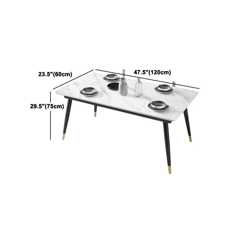 Set da pranzo con piano pietra sinterizzata stile moderno Set da pranzo rettangolare da 1/2/5/7 pezzi Clearhalo