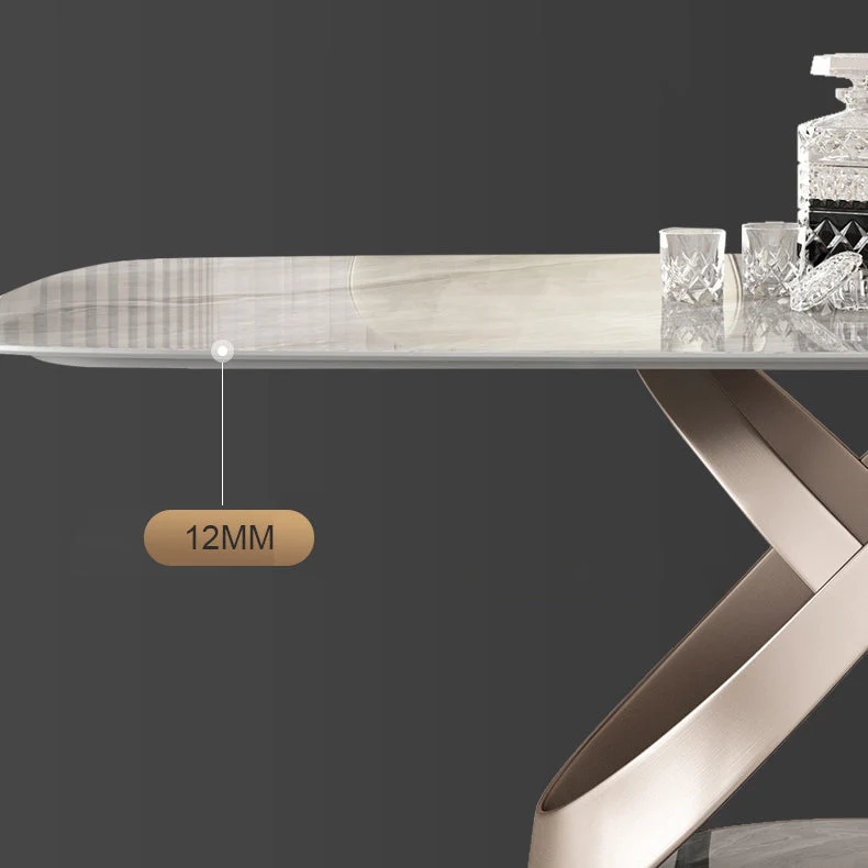 Set da pranzo con piano pietra sinterizzata nordica Set tavolo da pranzo rettangolare 1/4/5/6/7 pezzi Clearhalo