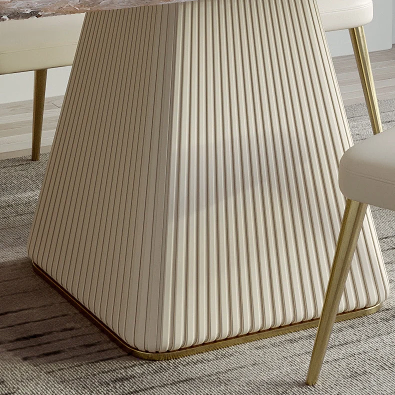 Set da pranzo con piano pietra sinterizzata nordica Set tavolo da pranzo rettangolare 1/4/5/6/7 pezzi Clearhalo