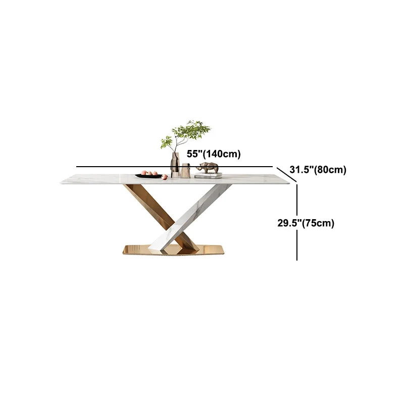 Set da pranzo con piano pietra sinterizzata nordica Set tavolo da pranzo rettangolare 1/4/5/6/7/9 pezzi Clearhalo