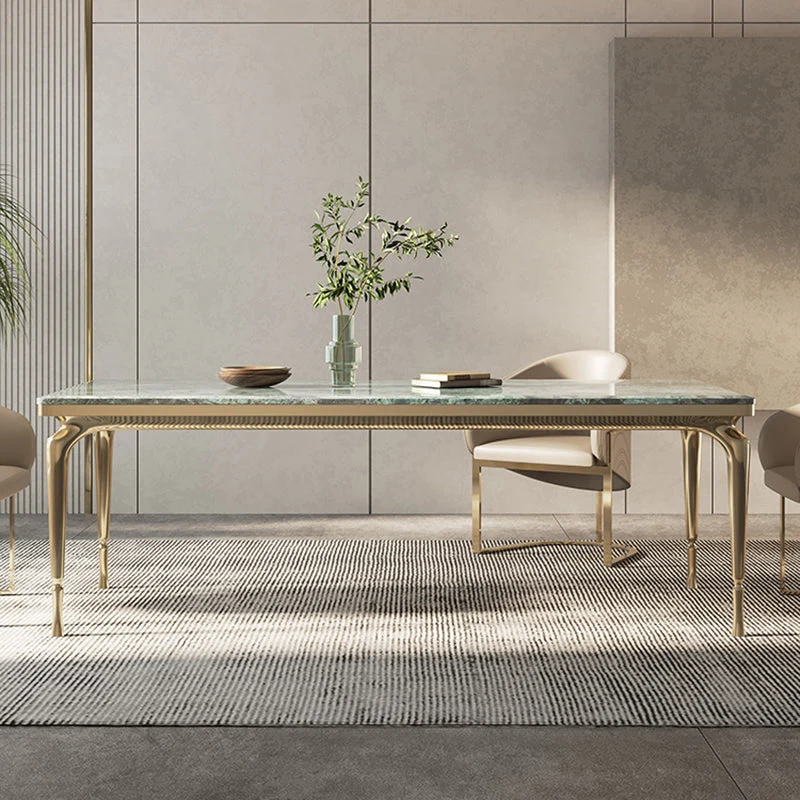 Set da pranzo con struttura metallo con piano pietra verde glam da 1/4/6 pezzi per la casa Clearhalo