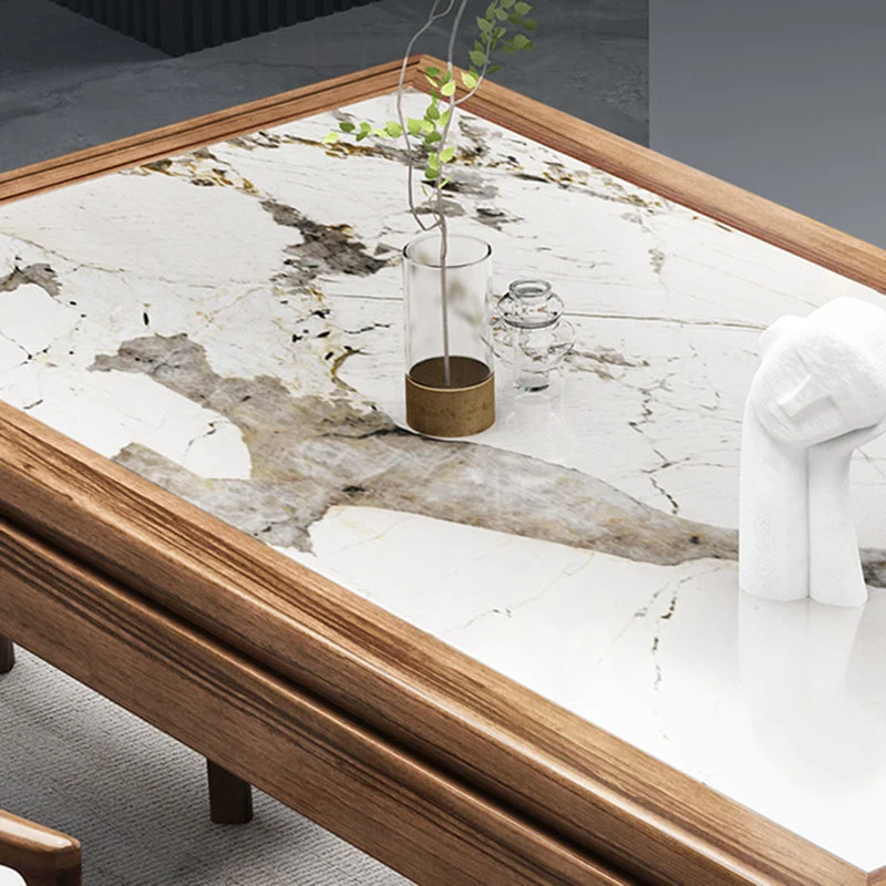 Set da pranzo contemporaneo da 1/2/7 pezzi, mobili rettangolari pietra bianco Clearhalo