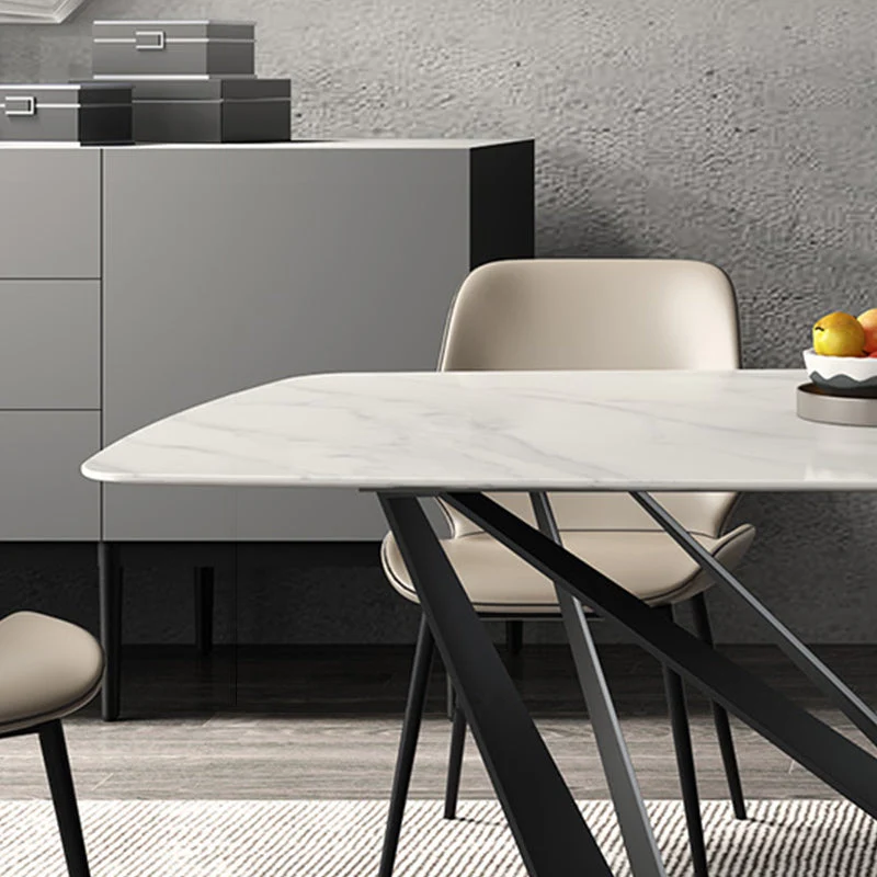 Set da pranzo contemporaneo da 1/4/5 pezzi Set da tavolo da pranzo pietra sinterizzata Clearhalo