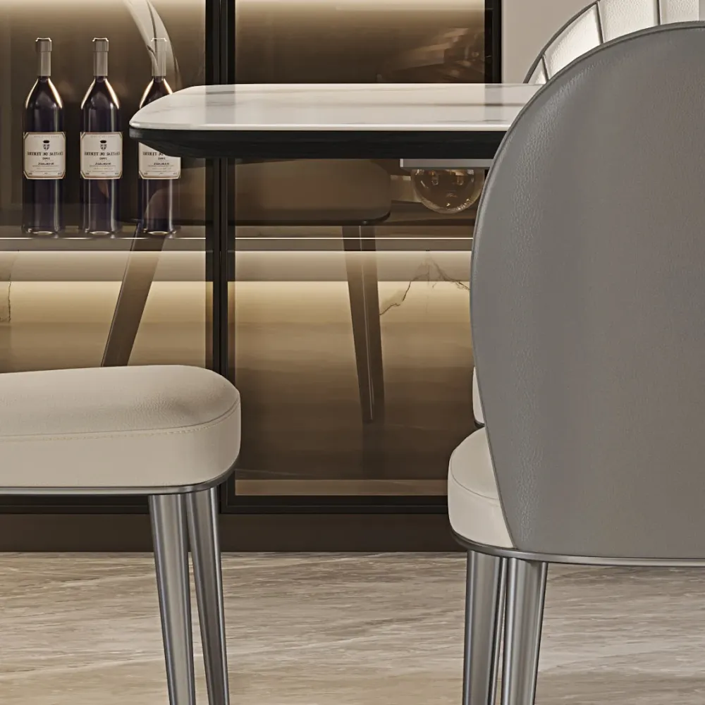 Set da pranzo da cucina con sedie bianche Set da pranzo moderno da 1/5/6/7 pezzi Clearhalo