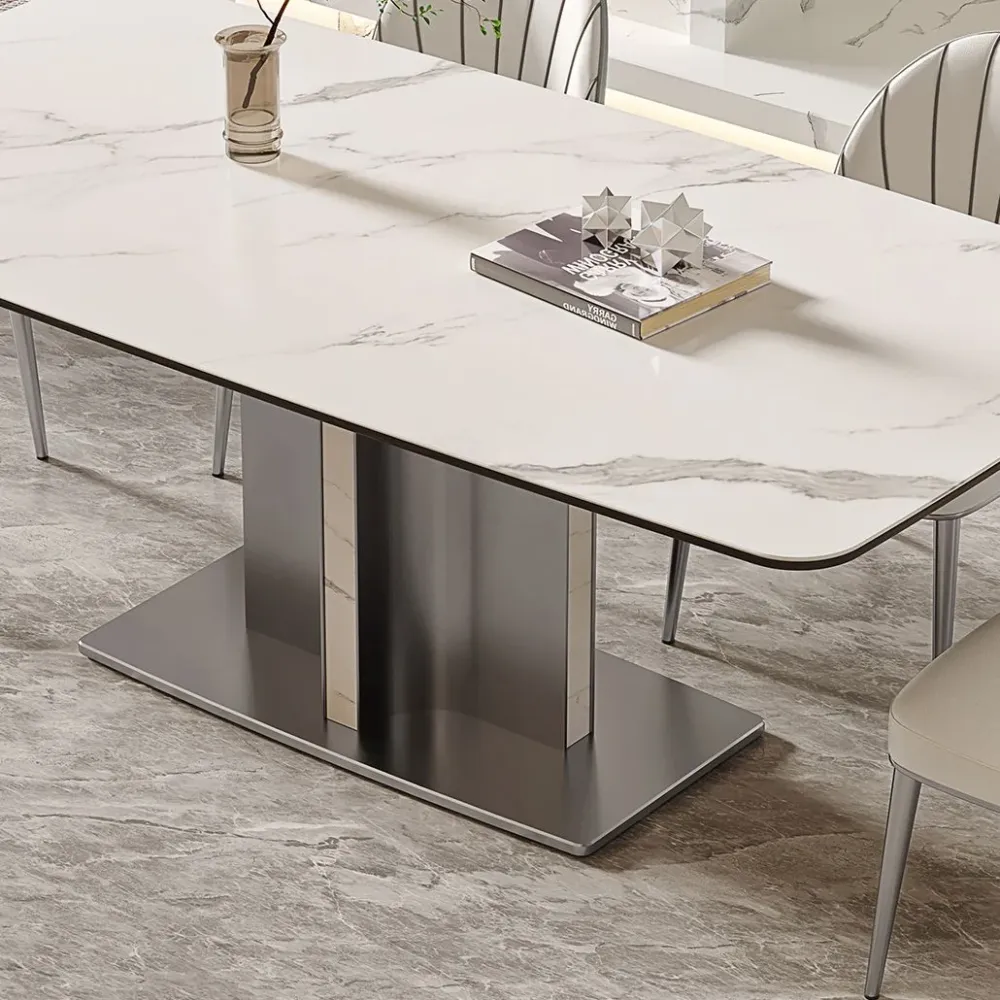 Set da pranzo da cucina con sedie bianche Set da pranzo moderno da 1/5/6/7 pezzi Clearhalo