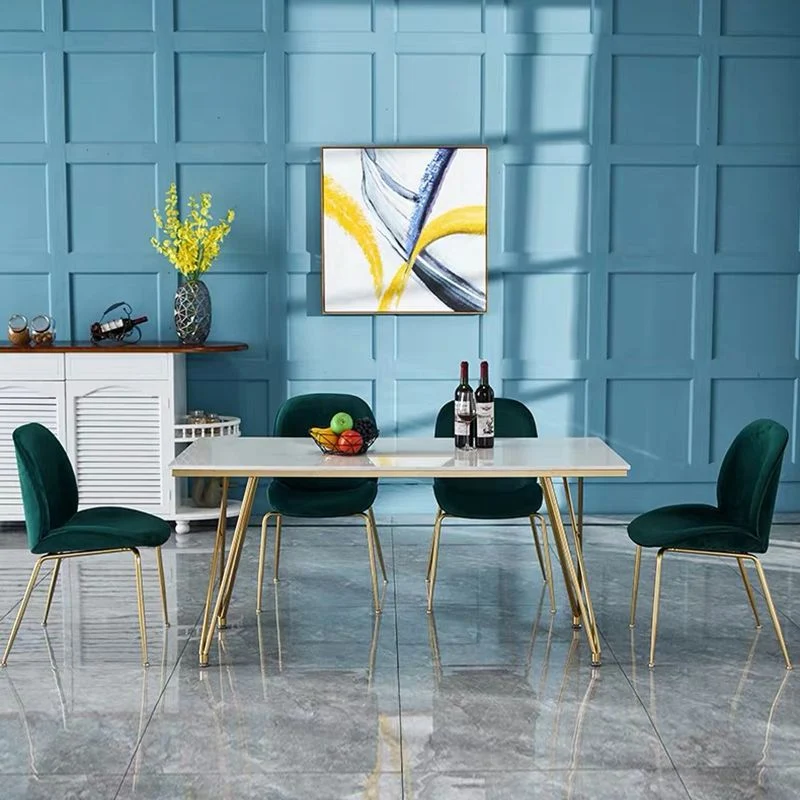 Set da pranzo Glam 1/2/5 pezzi Tavolo da pranzo con piano pietra con sedie per ristorante Clearhalo
