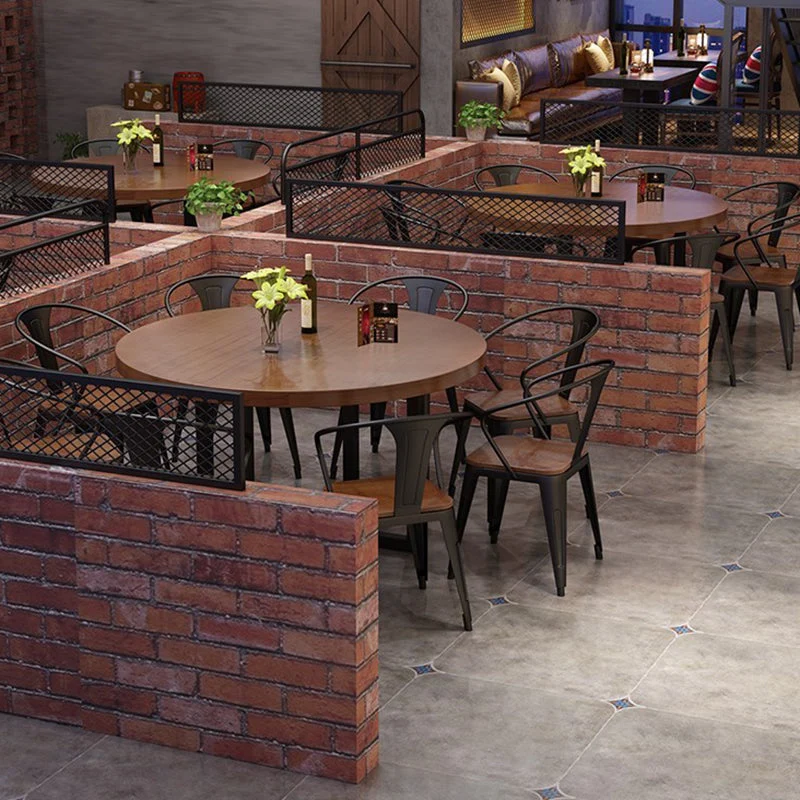 Set da pranzo legno massello marrone scuro Set da pranzo da 1/3/9 pezzi con sedie metallo Clearhalo