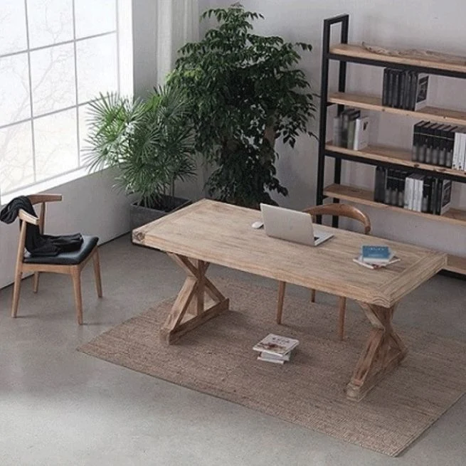 Set da pranzo legno massello rettangolare stile Glam Set da pranzo da 1/2/3/5 pezzi per sale da pranzo Clearhalo
