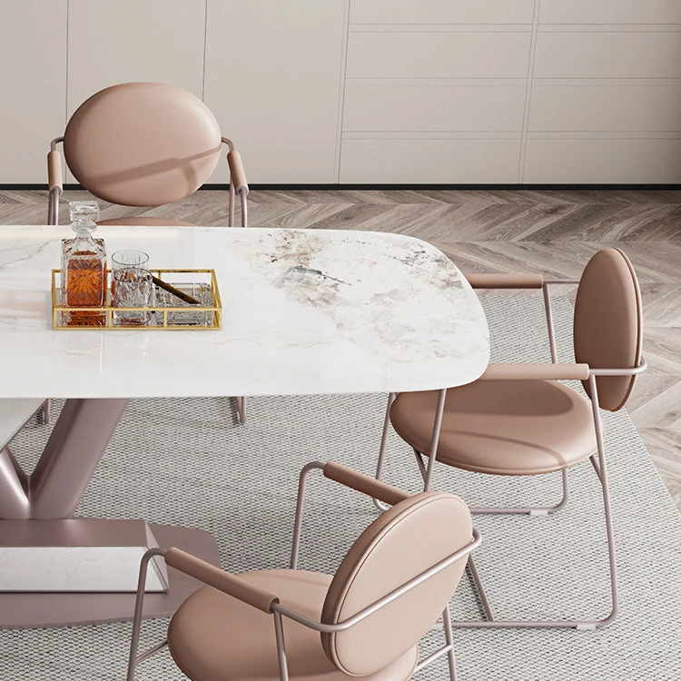Set da pranzo di lusso con piano pietra sinterizzata Set tavolo da pranzo rettangolare 1/5/7 pezzi Clearhalo