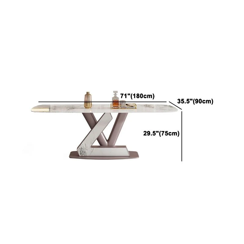 Set da pranzo di lusso con piano pietra sinterizzata Set tavolo da pranzo rettangolare 1/4/5/7 pezzi Clearhalo