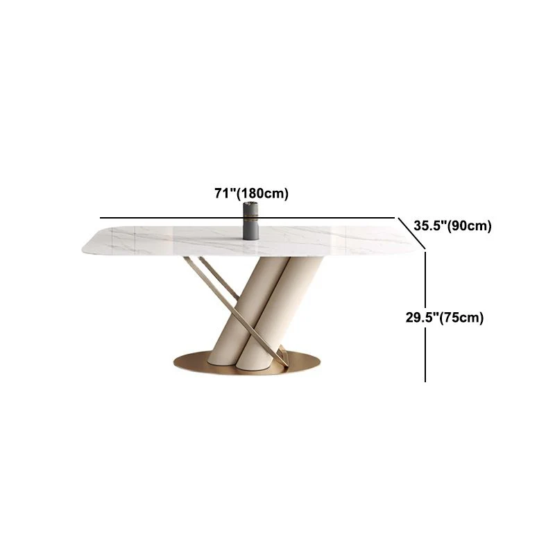 Set da pranzo di lusso con piano pietra sinterizzata Set da tavolo da dinette rettangolare da 1/4/5/7 pezzi Clearhalo