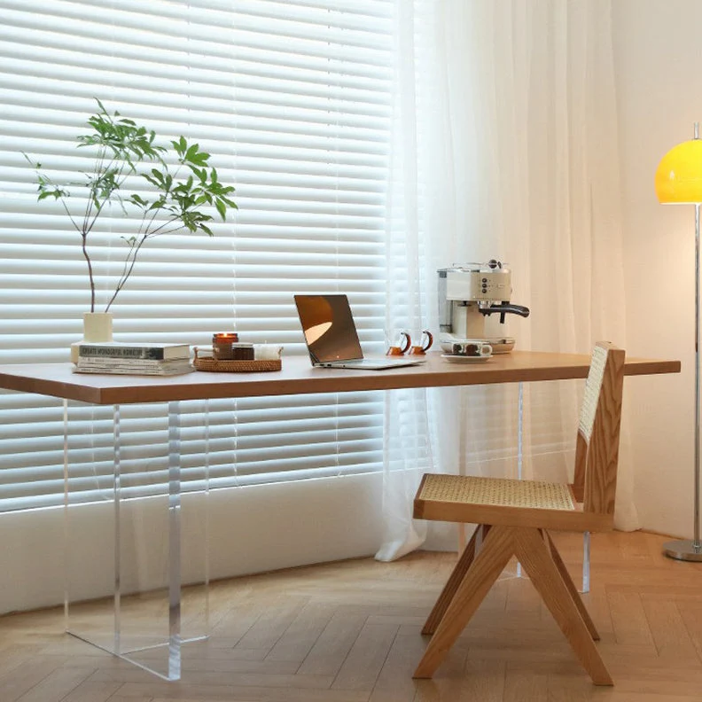 Set da pranzo minimalista legno massello Set di mobili da pranzo rettangolari da 1/2/4/5 pezzi Clearhalo