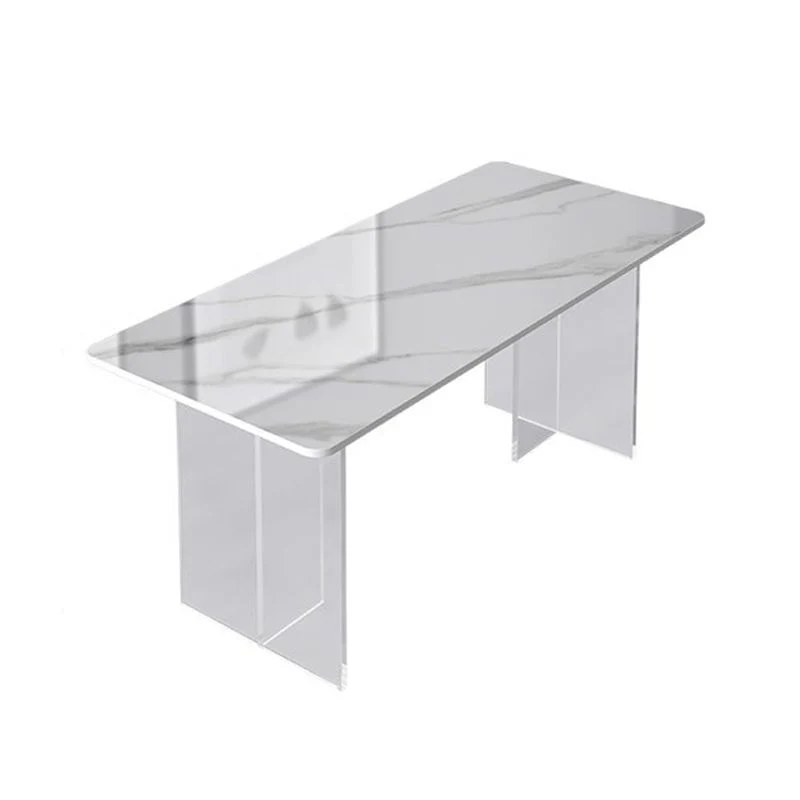 Set da pranzo moderno da 1/2/5 pezzi Tavolo da pranzo rettangolare pietra per la cucina della sala da pranzo Clearhalo